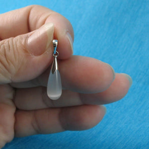 White Cat’s Eye Raindrop Sterling Silver Pendant