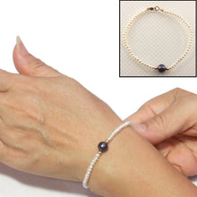 Load image into Gallery viewer, 14k Yellow Gold Spring Clasp White Mini Pearl Bracelet with Center Black Pearl