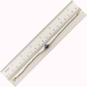 14k Yellow Gold Spring Clasp White Mini Pearl Bracelet with Center Black Pearl