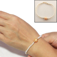 Load image into Gallery viewer, 14k Yellow Gold Spring Clasp White Mini Pearl Bracelet with Center Golden Pearl