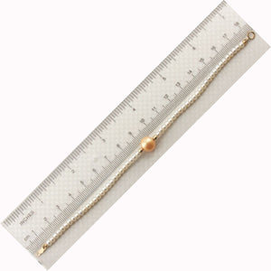 14k Yellow Gold Spring Clasp White Mini Pearl Bracelet with Center Golden Pearl