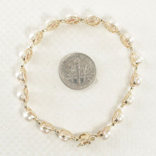 Load image into Gallery viewer, 14k Yellow Gold Spring Clasp White Mini Pearl Bracelet with Center Golden Pearl