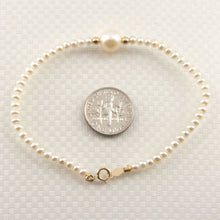 Load image into Gallery viewer, 14k Yellow Gold Spring Clasp White Mini Pearl Bracelet with Center White Pearl
