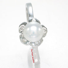 Load image into Gallery viewer, Solid Sterling Silver .925 White Freshwater Cultured Pearl &amp; CZ Accent Ring