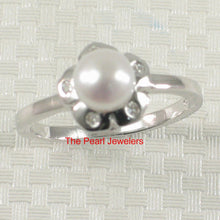 Load image into Gallery viewer, Solid Sterling Silver .925 White Freshwater Cultured Pearl &amp; CZ Accent Ring