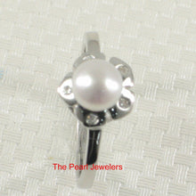 Load image into Gallery viewer, Solid Sterling Silver .925 White Freshwater Cultured Pearl &amp; CZ Accent Ring