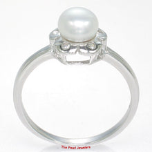 Load image into Gallery viewer, Solid Sterling Silver .925 White Freshwater Cultured Pearl &amp; CZ Accent Ring