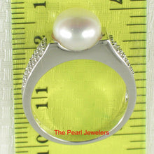 Load image into Gallery viewer, Solid Sterling Silver .925 White Cultured Pearl &amp; CZ Accent Ring