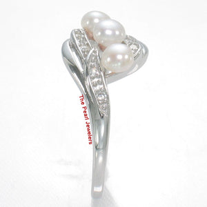 Sterling Silver .925 White Pearl & CZ Cocktail Ring