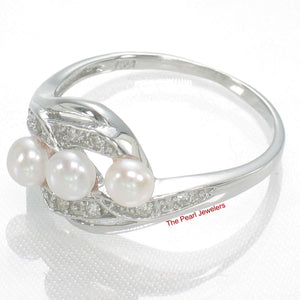 Sterling Silver .925 White Pearl & CZ Cocktail Ring