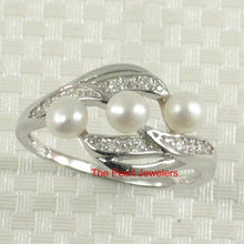 Load image into Gallery viewer, Sterling Silver .925 White Pearl &amp; CZ Cocktail Ring