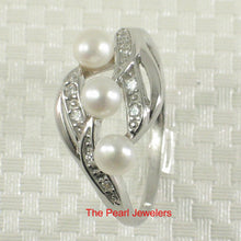 Load image into Gallery viewer, Sterling Silver .925 White Pearl &amp; CZ Cocktail Ring