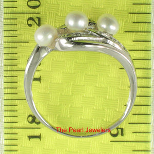 Sterling Silver .925 White Pearl & CZ Cocktail Ring