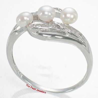 Sterling Silver .925 White Pearl & CZ Cocktail Ring