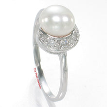 Load image into Gallery viewer, Cultured Pearl &amp; Crescent Cubic Zirconia Sterling Silver Ring