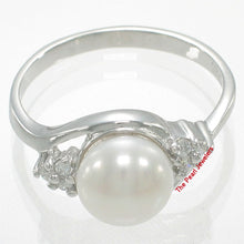 Load image into Gallery viewer, Solid Silver .925 White Pearl CZ Accent Ring