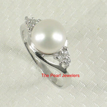 Load image into Gallery viewer, Solid Silver .925 White Pearl CZ Accent Ring