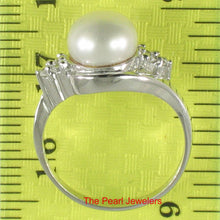 Load image into Gallery viewer, Solid Silver .925 White Pearl CZ Accent Ring