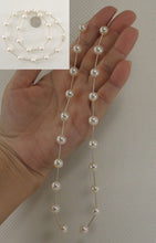 Load image into Gallery viewer, White Pearl &amp; 14k Yellow Gold Twist Tube Necklace