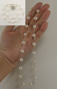White Pearl & 14k Yellow Gold Twist Tube Necklace