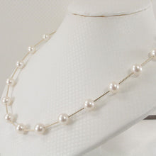 Load image into Gallery viewer, White Pearl &amp; 14k Yellow Gold Twist Tube Necklace
