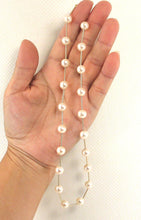 Load image into Gallery viewer, White Pearl &amp; 14k Yellow Gold Twist Tube Necklace
