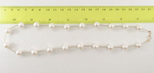 Load image into Gallery viewer, White Pearl &amp; 14k Yellow Gold Twist Tube Necklace