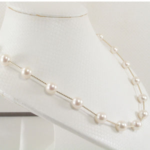 White Pearl & 14k Yellow Gold Twist Tube Necklace