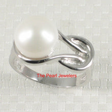Load image into Gallery viewer, Solid Sterling Silver .925 Love-Knot Freshwater Pearl Solitaire Ring (White)