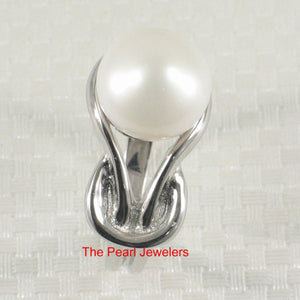 Solid Sterling Silver .925 Love-Knot Freshwater Pearl Solitaire Ring (White)