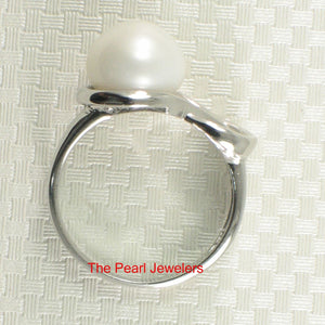 Solid Sterling Silver .925 Love-Knot Freshwater Pearl Solitaire Ring (White)