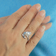 Load image into Gallery viewer, Solid Sterling Silver .925 White Freshwater Cultured Pearl Shell-Style Adjustable Ring