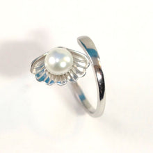 Load image into Gallery viewer, Solid Sterling Silver .925 White Freshwater Cultured Pearl Shell-Style Adjustable Ring