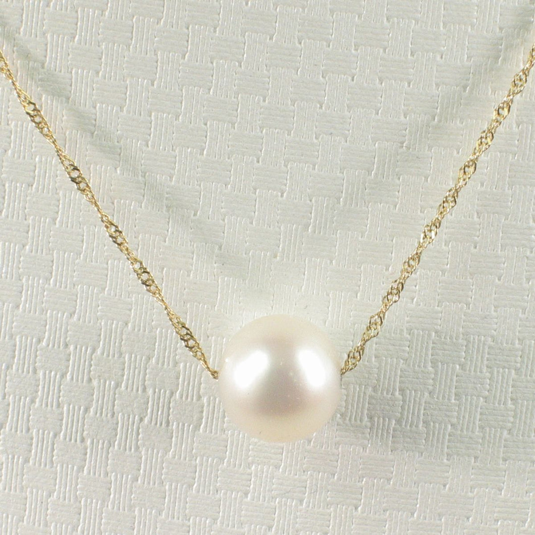 White Pearl on 14k Gold Singapore Chain Necklace