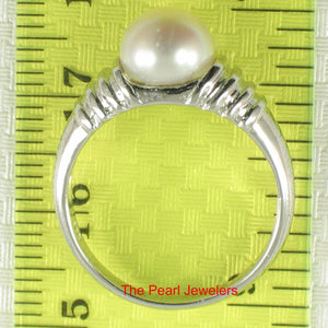 Solid Sterling Silver .925 White Cultured Pearl Solitaire Ring