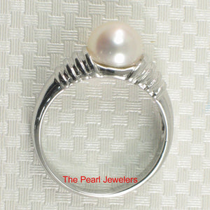 Solid Sterling Silver .925 White Cultured Pearl Solitaire Ring