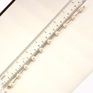 14k Yellow Gold Twist Tube White Cultured Pearl Bracelet