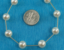 Load image into Gallery viewer, 14k Yellow Gold Twist Tube White Cultured Pearl Bracelet