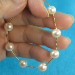 14k Yellow Gold Twist Tube White Cultured Pearl Bracelet