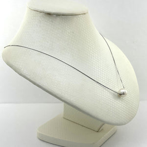AAA White Pearl Slider Necklace on 14k White Gold