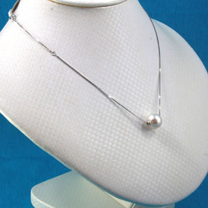 AAA White Pearl Slider Necklace on 14k White Gold