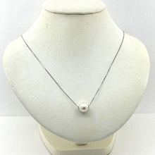 Load image into Gallery viewer, AAA White Pearl Slider Necklace on 14k White Gold