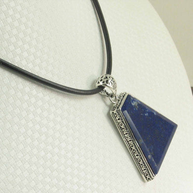 Wide Trapezoid Blue Lapis Lazuli Pendant