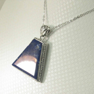 Wide Trapezoid Blue Lapis Lazuli Pendant