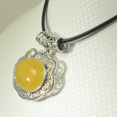 Yellow Agate Lucky Lock Sterling Silver Pendant