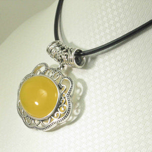 Yellow Agate Lucky Lock Sterling Silver Pendant