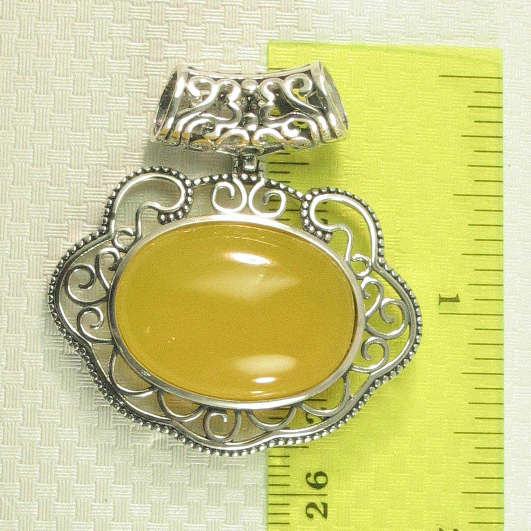 Yellow Agate Lucky Lock Sterling Silver Pendant