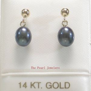 1000011-Black-Freshwater-Pearl-14k-Yellow-Solid-Gold-Earrings
