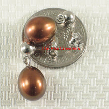 Load image into Gallery viewer, 1000018-14k-White-Gold-Ball-Ring-Chocolate-Cultured-Pearl-Dangle-Earrings