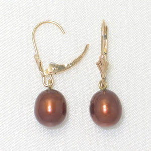 1000023-14k-Yellow-Gold-Leverback-Chocolate-Cultured-Pearl-Dangle-Earrings